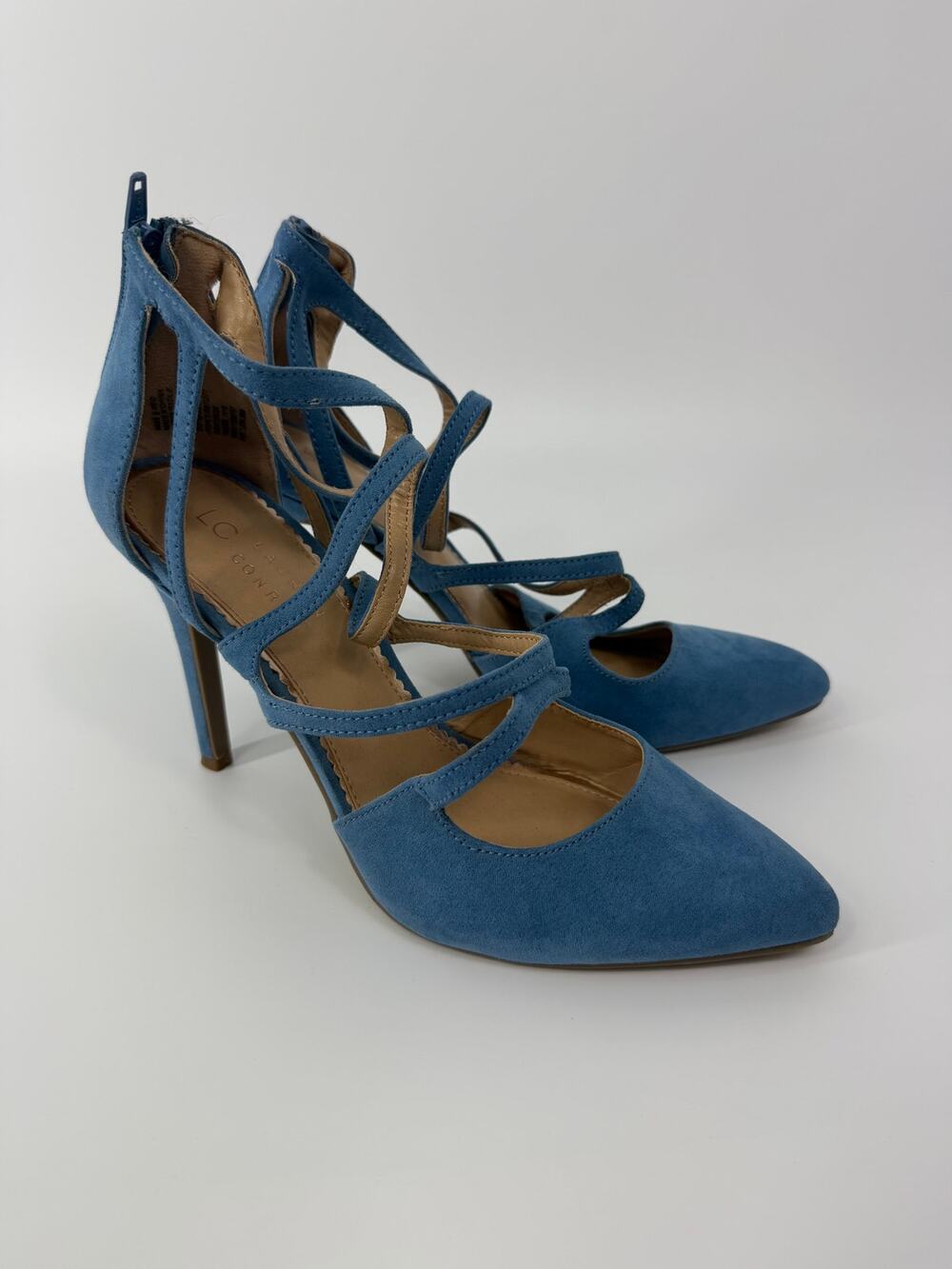 Blue suede strappy heels, LC Lauren Conrad (9)